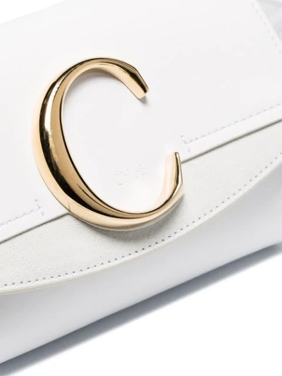 Shop Chloé White C-ring Flap-top Leather Belt Bag