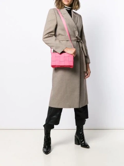 Shop Bottega Veneta Cassette Bag In Maxi Intreccio In Pink