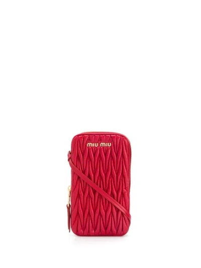 Shop Miu Miu Matelassé Mini Bag In Red