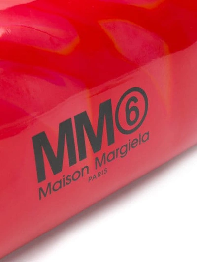 Shop Mm6 Maison Margiela Logo Zipped Clutch In Red