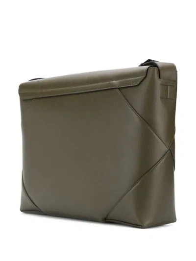 Shop Bottega Veneta Panelled Messenger Bag In Green