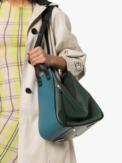Shop Loewe Blue And Green Hammock Medium Leather Shoulder Bag