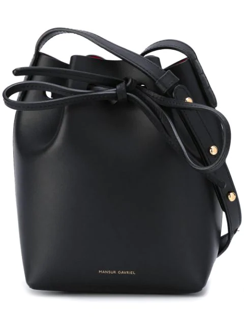 black mini bucket bag