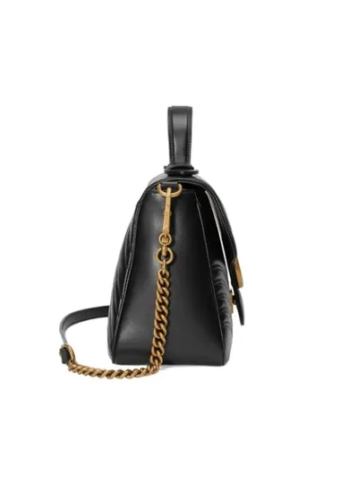 Shop Gucci Mini Gg Marmont Top-handle Bag In Black