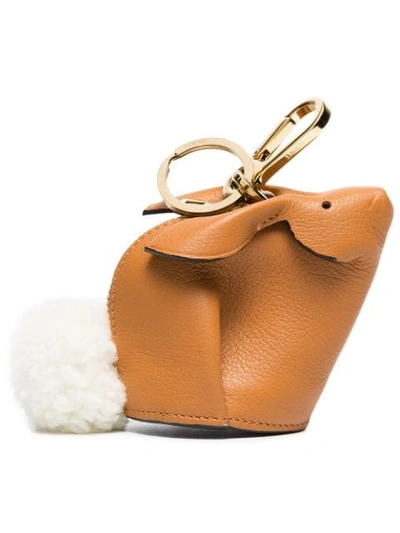 Shop Loewe Bunny Shearling Tail Bag Charm In Brown