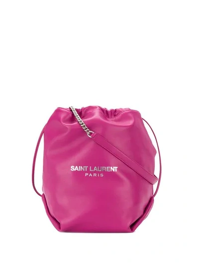 Shop Saint Laurent Drawstring Bucket Shoulder Bag In Pink