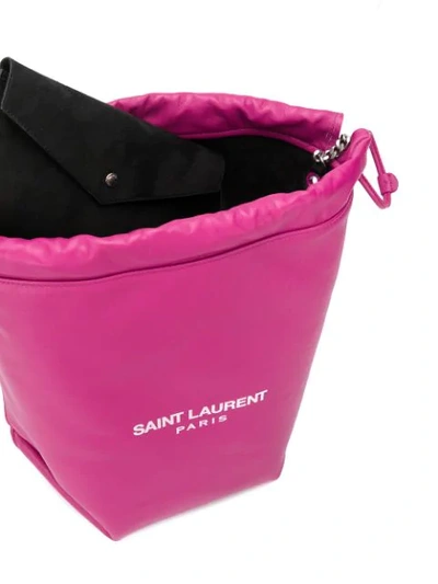 Shop Saint Laurent Drawstring Bucket Shoulder Bag In Pink