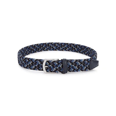 Shop Anderson's Woven Canvas Belt In Navy