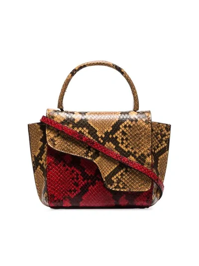 Shop Atp Atelier Red Montalcino Snake Embossed Leather Cross Body Bag