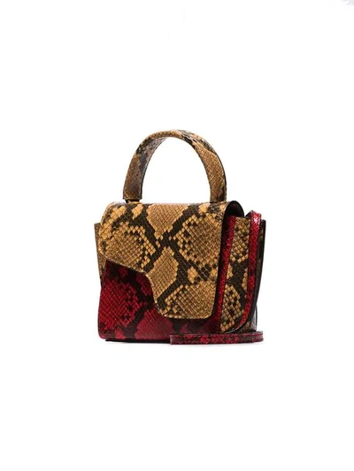 Shop Atp Atelier Red Montalcino Snake Embossed Leather Cross Body Bag