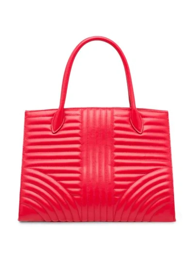Shop Prada Diagramme Leather Handbag - Red