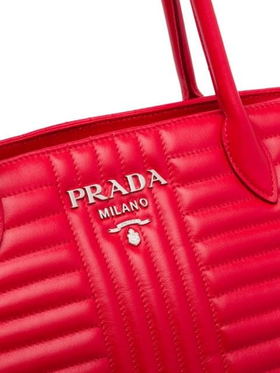 Shop Prada Diagramme Leather Handbag - Red