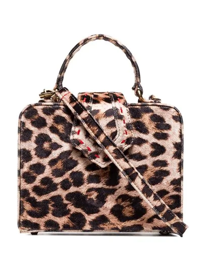 Shop Mehry Mu Beige And Brown Fey Mini Leopard Print Box Bag