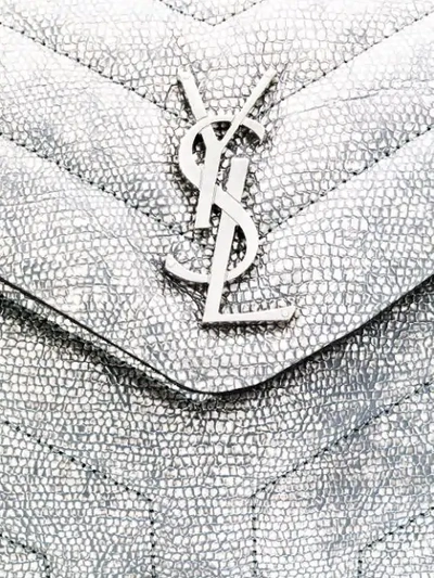 Shop Saint Laurent Monogram Quilted Shoulder Bag - Metallic