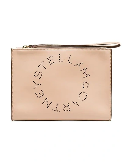 Shop Stella Mccartney Pink Logo Clutch Bag
