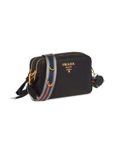 Shop Prada Black Logo Leather Shoulder Bag
