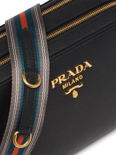 Shop Prada Black Logo Leather Shoulder Bag