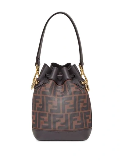 Shop Fendi Mini Mon Tresor Bucket Bag In Brown