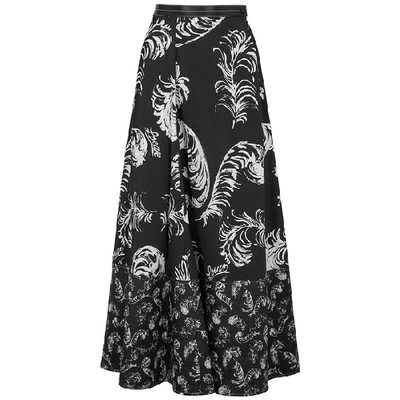 Shop Loewe Monochrome Feather-print Maxi Skirt