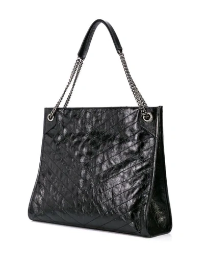 Shop Saint Laurent Niki Crinkled Effect Tote Bag In Black