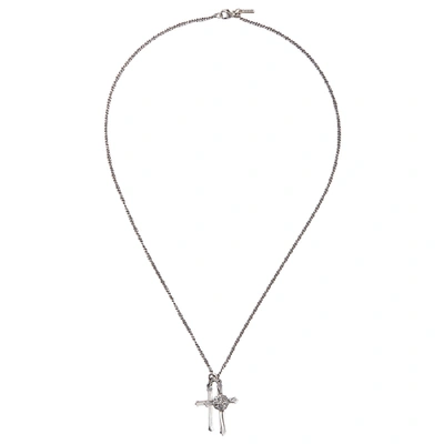 Shop Emanuele Bicocchi Sterling Silver Double Cross Necklace