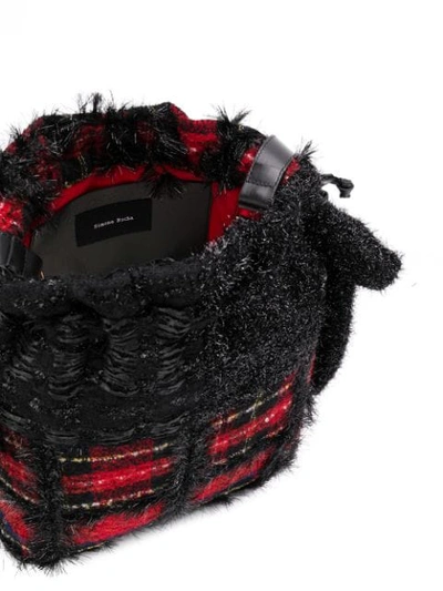 Shop Simone Rocha Tartan Print Bucket Bag In Black