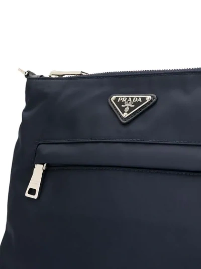 Pre-owned Prada Triangular Logo Crossbody Bag In Blue