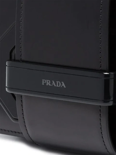 Shop Prada Black Plex Ribbon Leather Shoulder Bag