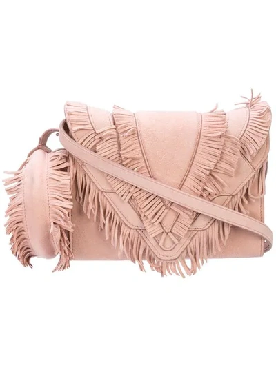 Shop Elena Ghisellini Fringe Crossbody Bag In Pink
