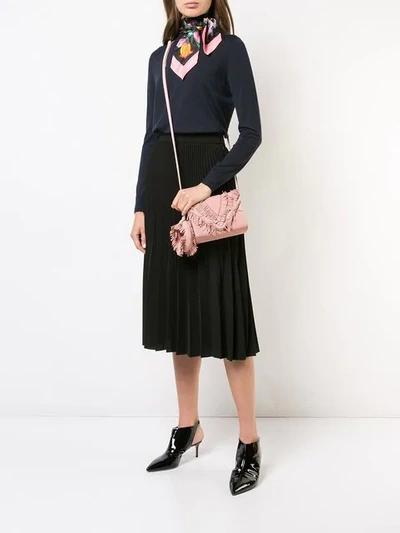 Shop Elena Ghisellini Fringe Crossbody Bag In Pink