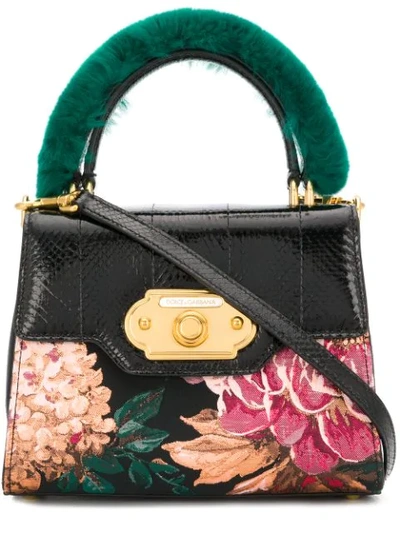 Shop Dolce & Gabbana Welcome Hangbag In A Mix Of Materials - Black