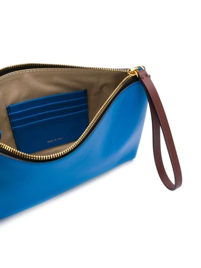 Shop Marni Blue And Green Bicolour Leather Puch
