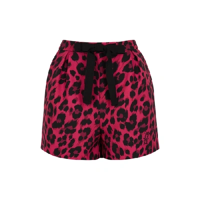 Shop Boutique Moschino Fuchsia Leopard-print Shorts