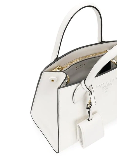 Shop Prada Monochrome Saffiano Bag In White