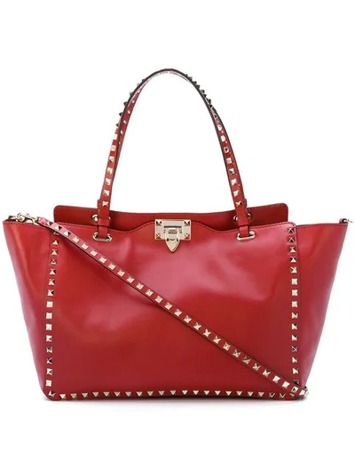 Shop Valentino Rolling Trapeze Tote Bag In Red