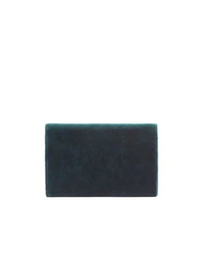 Shop Fendi Green Logo Velvet Wallet On Chain