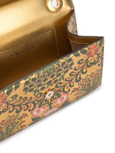 Shop Oscar De La Renta Mini Tro Print Shoulder Bag In Gold Multi