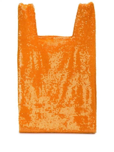 Shop Ashish Sequin Slouchy Tote In Orange