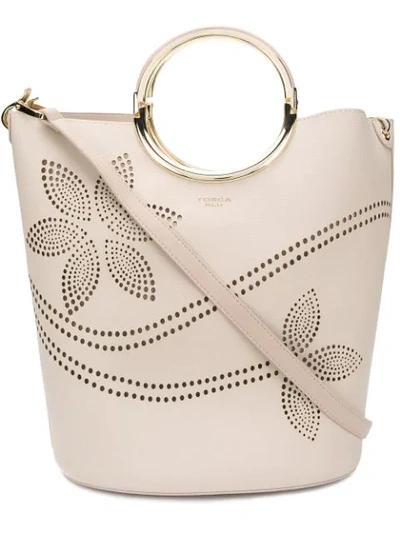 Shop Tosca Blu Perforated Bucket Tote In Neutrals