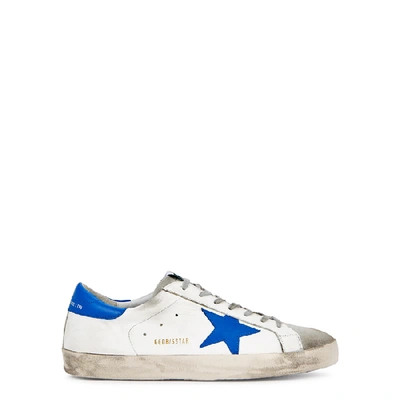 Shop Golden Goose Superstar White Distressed Leather Sneakers