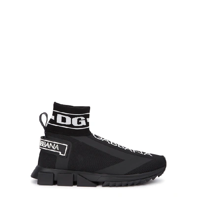 Shop Dolce & Gabbana Sorrento Stretch-knit Hi-top Sneakers In Black