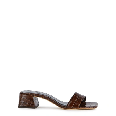 Shop By Far Coutney 50 Crocodile-effect Brown Leather Sandals