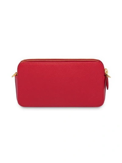 Shop Prada Saffiano Leather Mini Shoulder Bag In Red