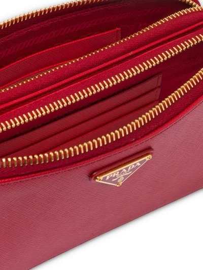 Shop Prada Saffiano Leather Mini Shoulder Bag In Red