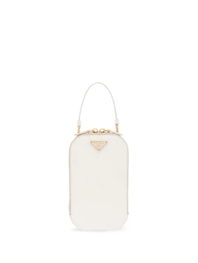 Shop Prada Logo Plaque Mini-bag In White