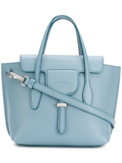 Shop Tod's Engraved Logo Tote In Blue