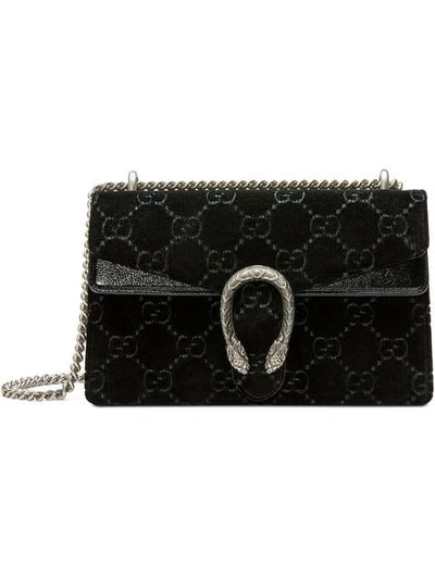 Shop Gucci Dionysus Gg Velvet Small Shoulder Bag In Black
