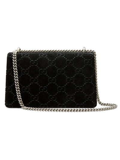 Shop Gucci Dionysus Gg Velvet Small Shoulder Bag In Black