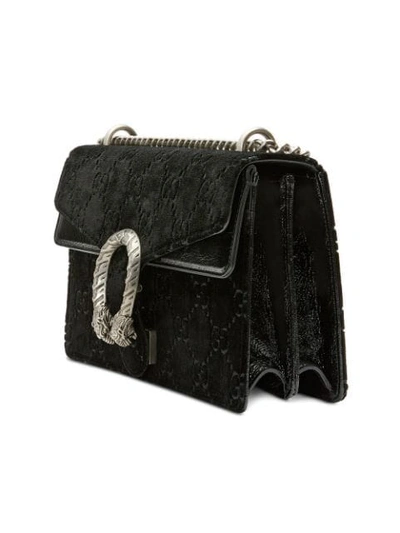 Shop Gucci Dionysus Gg Velvet Small Shoulder Bag In Black