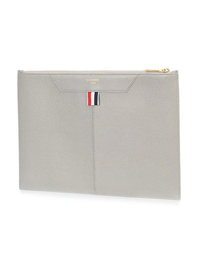 Shop Thom Browne Suit Embroidered Clutch In 035 - Med Grey